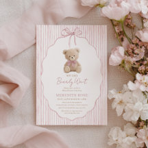 We Can Bearly Wait Baby Shower Meisje Roze Strepen