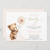 We can bearly wait Baby Shower meisje uitnodiging (Voorkant / Achterkant)