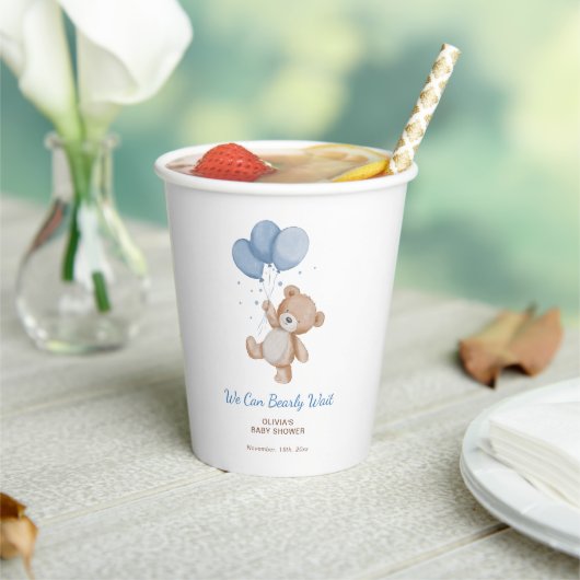 We Can Bearly Wait Baby Shower Papieren Bekers (Insitu)