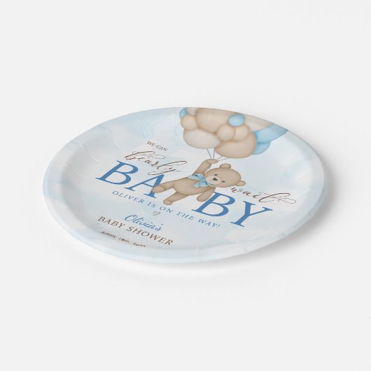We Can Bearly Wait Baby Shower Papieren Bordje (Gekanteld)