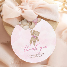 We Can Bearly Wait Baby Shower Pink Thank You Bedankjes Labels