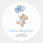 We Can Bearly Wait Baby Shower Ronde Sticker (Voorkant)