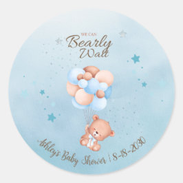 We Can Bearly Wait Baby Shower Ronde Sticker