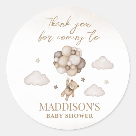 We Can Bearly Wait Baby Shower Ronde Sticker (Voorkant)
