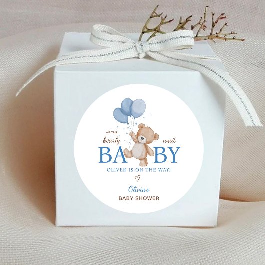 We Can Bearly Wait Baby Shower Ronde Sticker