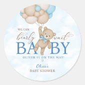 We Can Bearly Wait Baby Shower Ronde Sticker (Voorkant)
