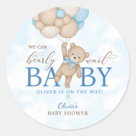 We Can Bearly Wait Baby Shower Ronde Sticker