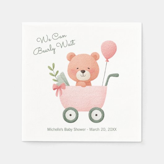 "We Can Bearly Wait" Baby Shower Servet (Voorkant)