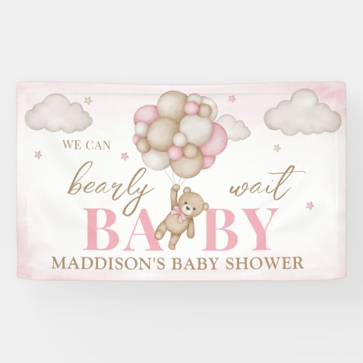 We Can Bearly Wait Baby Shower Slagbanner Spandoek (Horizontaal)
