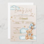 We Can Bearly Wait Baby Shower Teddybeer Uitnodigi Kaart (Voorkant / Achterkant)