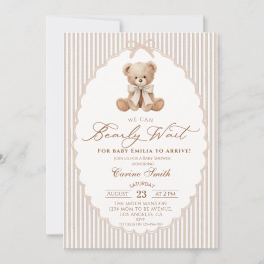 We Can Bearly Wait baby shower uitnodiging (Voorkant)