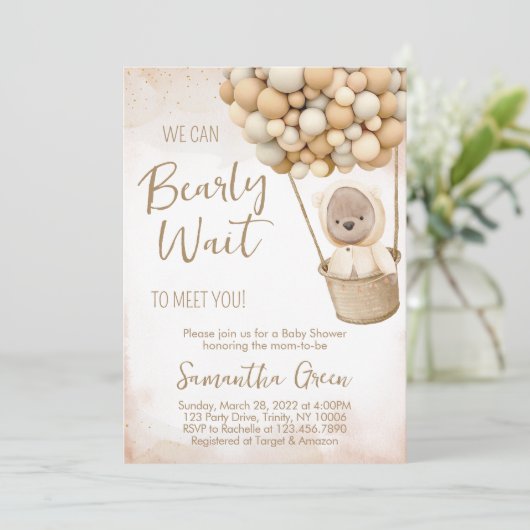 We Can Bearly Wait Baby Shower Uitnodiging (Staand voorkant)