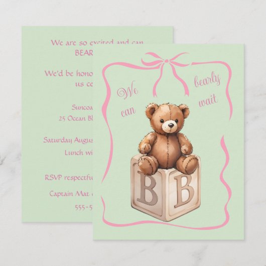We Can Bearly Wait Baby Shower Uitnodiging (Voorkant / Achterkant)