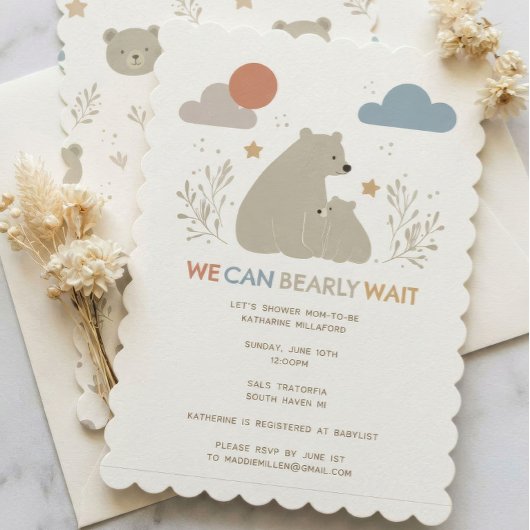We Can Bearly Wait Baby Shower Uitnodiging