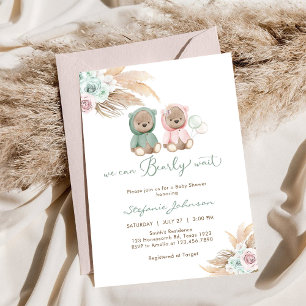 We Can Bearly Wait Baby Shower Uitnodiging