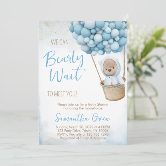 We Can Bearly Wait Baby Shower Uitnodiging (Staand voorkant)
