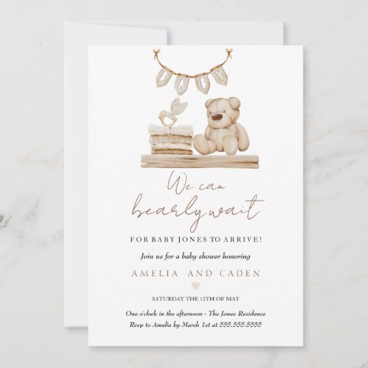 We Can Bearly Wait Baby Shower Uitnodiging (Voorkant)