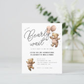 We Can Bearly Wait Baby Shower Uitnodiging | Budge (Staand voorkant)