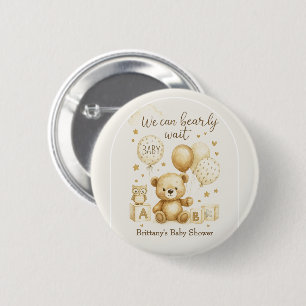 We Can Bearly Wait Baby Shower Uitnodiging Ronde Button 5,7 Cm