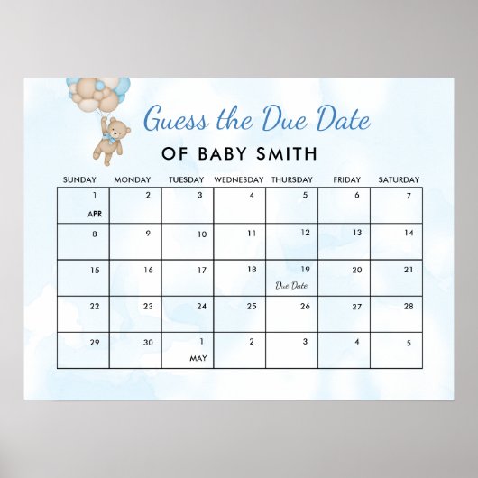 We Can Bearly Wait Baby Shower Verwachte Datum Pos Poster (Voorkant)