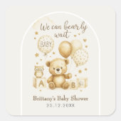 We Can Bearly Wait Baby Shower  Vierkante Sticker (Voorkant)
