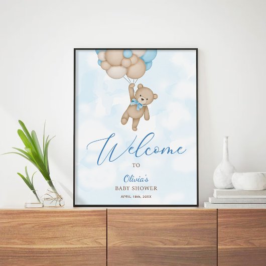 We Can Bearly Wait Baby Shower Welcome Sign Poster