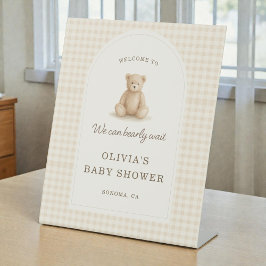 We Can Bearly Wait Baby Shower Welcome Sign Reclamebord Met Voetstuk