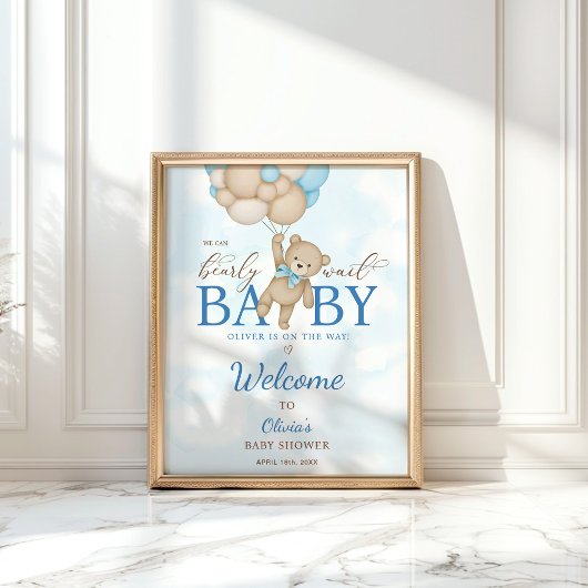 We Can Bearly Wait Baby Shower Welkom Bord Poster