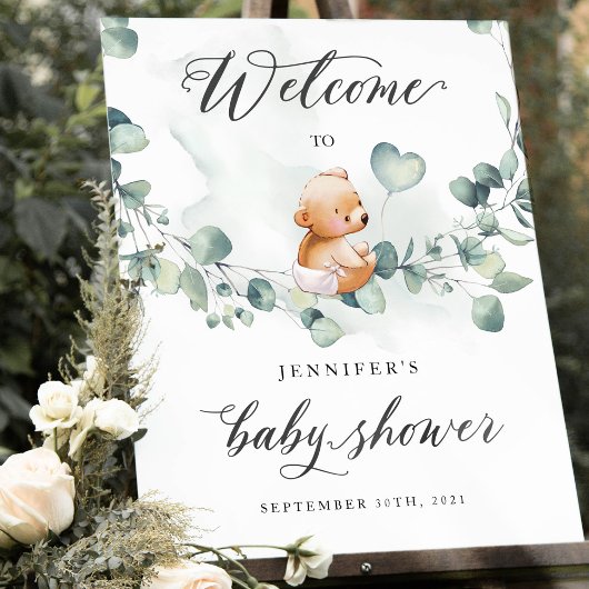 We Can Bearly Wait Baby Shower Welkom Bord Poster