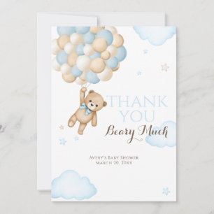 We Can Bearly Wait Ballon Beer Jongens Baby Borrel Bedankkaart