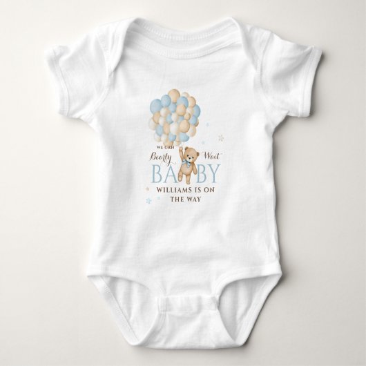 We Can Bearly Wait Ballon Beer Jongens Baby Borrel Romper (Voorkant)