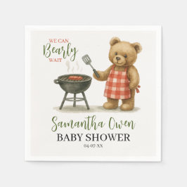We Can Bearly Wait BBQ Baby Shower Boy Servet