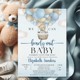 We can Bearly wait - Bear Baby Shower Boy Kaart