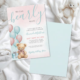 We Can Bearly Wait Bear Baby Shower Kaart