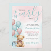 We Can Bearly Wait Bear Baby Shower Kaart (Voorkant / Achterkant)