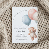 We Can Bearly Wait Bear Balloons Gender Reveal Kaart