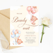 We Can Bearly Wait Bear Balloons Gender Reveal  Kaart