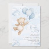 We can Bearly Wait! Bear Blue Balloon Baby Shower Kaart (Voorkant)