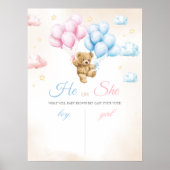 We Can Bearly Wait Bear Gender Reveal Sign Poster (Voorkant)