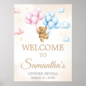 We Can Bearly Wait Bear Gender Reveal Welcome Sign Poster (Voorkant)