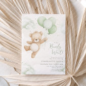 We can Bearly Wait! Bear Sage Balloon Baby Shower Kaart