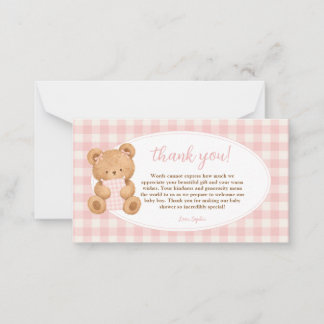We Can Bearly Wait Beer Baby Meisje Gingham Notitiekaartje