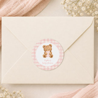 We Can Bearly Wait Beer Girl Baby Shower Ronde Sticker