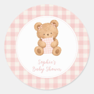We Can Bearly Wait Beer Girl Baby Shower Ronde Sticker