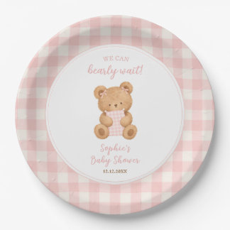 We Can Bearly Wait Beer Meisje Baby Borrel Papieren Bordje