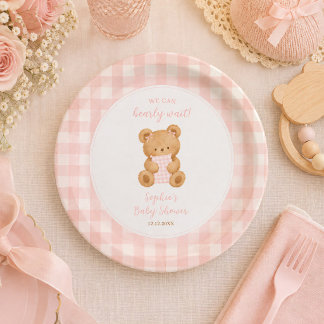 We Can Bearly Wait Beer Meisje Baby Borrel Papieren Bordje