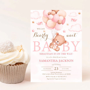 We Can Bearly Wait Beerballon Baby Shower Kaart