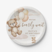 We Can Bearly Wait Birthday Papieren Bordje (Voorkant)