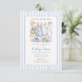 We Can Bearly Wait Blauwe Baby Shower Kaart (Staand voorkant)