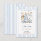 We Can Bearly Wait Blauwe Baby Shower Kaart (Voorkant / Achterkant)
